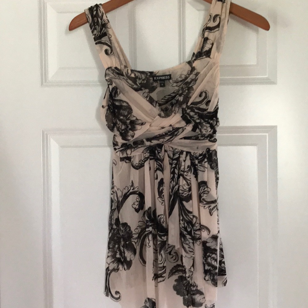 Express black and blush floral top